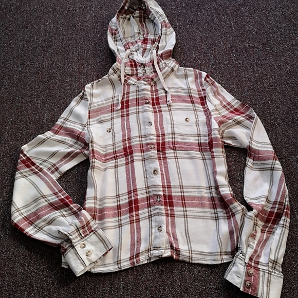 🔵3/$30 Plaid Button Up Longsleeve Hooded Shirt - Picture 2 of 14